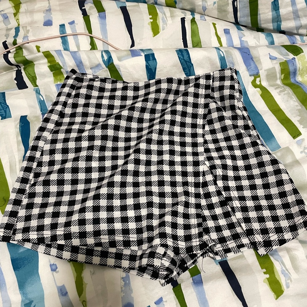 Black and white checkered skort